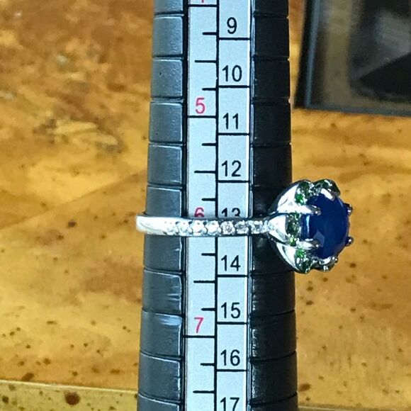 Blue Spinel Chrome Diopside Sterling Silver Ring - Picture 7 of 8